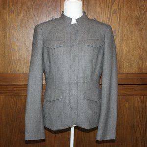🩶 Banana Republic Tailored Wool-Blend Blazer | Classic Gray Military Style Jack